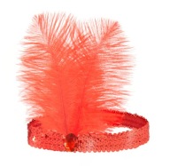 ČELENKA S PERÍM ČERVENÉ RETRO pierka 20. ROKY 20. storočia BANCOMING KARNEVAL