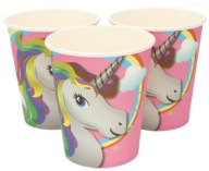 Ružové poháre Unicorn, 6 kusov, narodeniny