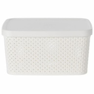 Box s krytom Úložný kôš, biela, plastová nádoba 23 cm