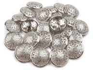 KOVOVÝ gombík prelamovaný okrúhly kabátik 21mm / STRIEBORNÝ