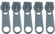 3mm POSUVKY NA Zipsový pásik STROJA POSUV NA Zips ŠEDÝ - 5 ks