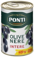 PONTI Čierne olivy s kôstkou - plechovka 400g/225g