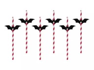 Papierové slamky s halloweenskym netopierom, 6 ks
