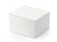 Krabičky, biele krabice so zlatými srdiečkami, biele, rozmery: 6x3,5x5,5cm/10 ks.