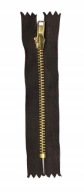 Nerozoberateľný kovový zips, čokoládový, 16 cm