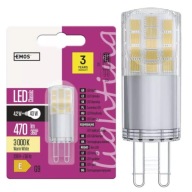 G9 LED žiarovka 4,2W=40W teplá biela 3000K 470lm EMOS ZQ9542