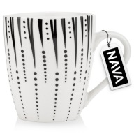 PORCELÁNOVÝ hrnček na pitie kávy, čaju, nápojov, biely, čierny, 370 ml