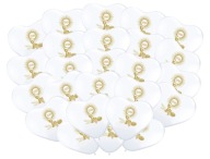 Communion Balloons HEARTS White with Gold Print IHS Communion COMMUNION 25 ks.