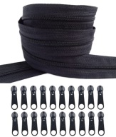 Špirálový zips 3 mm zips ČIERNA 10 metrov + 20 zipsov