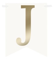 VLAJKA na Banner Garland Zlaté PÍSMENO J 15x21cm