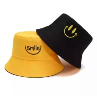 Bucket klobúk, obojstranný klobúk s nápisom smile, smiley, emotikon, minka