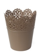 Obal na kvetináč, miska, 145mm, CAPPUCCINO KRAJKA2