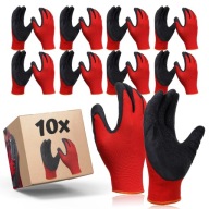 10 PÁROV Rukavice PRACOVNÉ RUKAVICE potiahnuté latexom r8