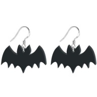 Náušnice BAT, čierny akryl HALLOWEEN Deň svätého Ondreja, netopery, 2 ks