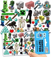 UMÝVAJÚCE DOČASNÉ TETOVANIE PRE DETSKÉ DETSKÉ MINECRAFT ORIGINÁLNE VZORKY