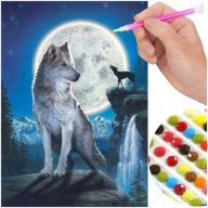Diamantové vyšívanie WOLF Diamantový aplikátor mozaiky na maľovanie WOLVES SET 30x40