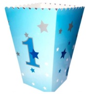Popcorn boxy 1 ROK VÝROČIE modré 1. narodeniny