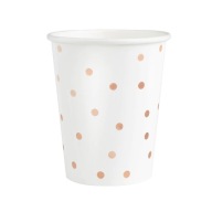 Papierové poháre White Dots Rose Gold 6 ks