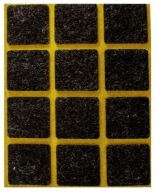 Samolepiace plstené podložky, čierne, 28x28, 12 ks