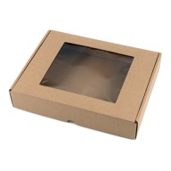25x20x5 cm Štvorcová krabica s okienkom - Eko hnedá - Sada 5 ks