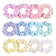 Velúrové scrunchie scrunchie, viacfarebné, na pastelové vlasy, 12 ks