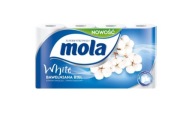 MOLA BIELY TOALETNÝ PAPIER, NEVYŇANÝ, 8 roliek.