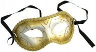ZLATÁ KARNEVALOVÁ MASKA S GLITROVÝMI KARNEVALOVÝMI MASKAMI