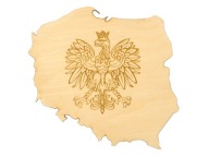 Drevená plaketa mapa erb znak POĽSKÁ rytina