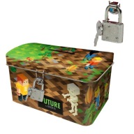 Prasiatko s visiacim zámkom MINECRAFT Pixels BROWN Metal Derform SKADF35