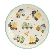 Papierové dosky stavebné vozidlá - 6 kusov 18cm STAVEBNÝ bager