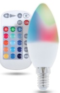 LED žiarovka na sviečku E14, farebná RGB + teplá, 5W