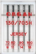 Poloploché ihly do šijacích strojov, silný Organ Jersey 130/705H mix 70-100