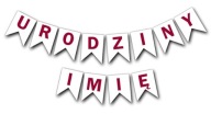 Set Banner Flags Birthday Any Name Pink