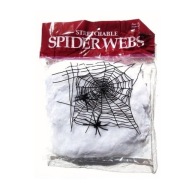 HALLOWEENSKÉ OZDOBY BIELA ​​PAVUČINA 60g 2 PAVÚKY