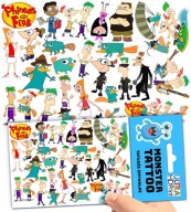 UMÝVAJÚCE DOČASNÉ TETOVANIE PRE DETI PHINEAS A FERB ORIGINÁLNE DIZAJNY