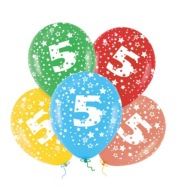 FAREBNÉ BALÓNKY S ČÍSLOM 5 PÄŤ NARODENINY 5 ks