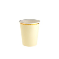 Žlté papierové poháre so zlatým rámom, 260 ml, 10 ks