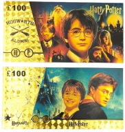 Harry Potter 100 librová krásna pozlátená bankovka