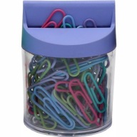 Kovové kancelárske klipy 28mm v magnetickej nádobe, pastelové, 100 ks
