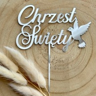 Svätý krst s holubicou Baptism Topper PLEXI strieborné zrkadlo