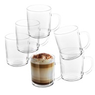 Sklenené hrnčeky, poháre na latte s uškom, Altom Design Porto, 240 ml, 6 kusov