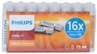 PHILIPS LONGLIFE malé tyčové AAA batérie 16 ks.