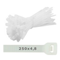Biele plastové spony 250x4,8 - 100 ks.