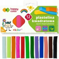 Štvorcová plastelína, 12 farieb, HAPPY COLOR