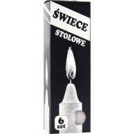 6X BIELA ​​Stolová sviečka bez vône PARAFÍNOVÁ SVIEČKA 19CM 6H 45G
