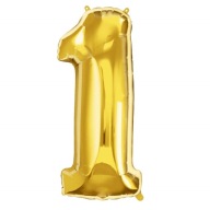 FÓLIOVÝ BALÓN ZLATÉ ČÍSLO JEDNA 1 ZLATÝ ROK 40cm NARODENINOVÁ DEKORÁCIA
