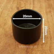 Okrúhle čierne ochranné kryty na nábytok, 20 mm