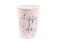Happy BirthDAY narodeninové poháre! ružový papier 220 ml 6 kusov