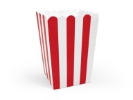 POPCORN PAPIEROVÉ BOXY BIELE ČERVENÉ 6 ks