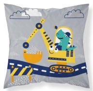 Obliečka na vankúš Dino Dinus Cars Bagr 40x40 šedá bavlna pre deti